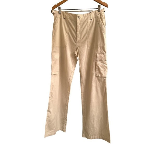 Sanctuary Fine Wale Corduroy Cargo Pants in Cream NWT Size L - Picture 1 of 10